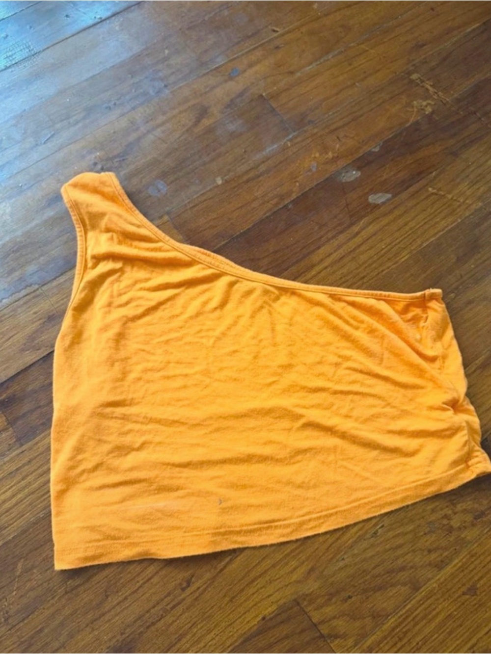 SHEIN One-Shoulder Crop Top in Bright Orange